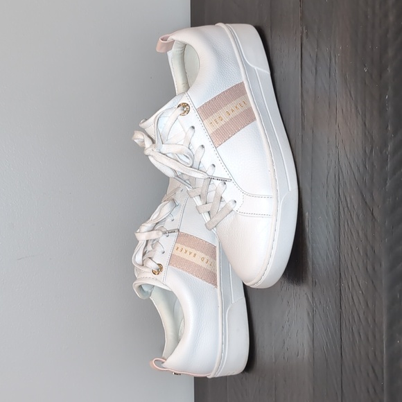 Ted Baker Shoes - ❌SOLD❌TED BAKER Leather Sneakers Pink Gold Low Top Lace Up Platform Trainers